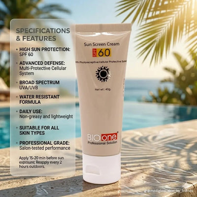 ☀️ Bio One Sunscreen Cream SPF 60 – Powerful Sun Protection for Healthy & Radiant Skin